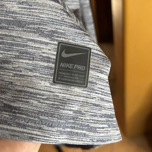 Nike Pro Athletic T-Shirt Long Sleeve Heather Blue Center Swoosh Size XXL - Picture 4 of 8